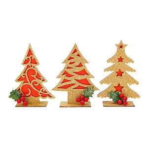 Juego Mini-Pinos Oro-Rojo Con Pick De Cerezas