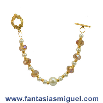 Fantasías Miguel Clave:VH167 Pulsera Boda Oro-Marfil