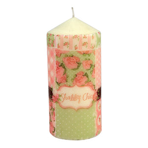 Vela Decoupage Con Flores Durazno