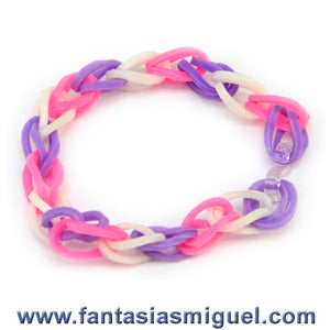 Pulsera Con Ligas Cadena Simple Rosa-Morado