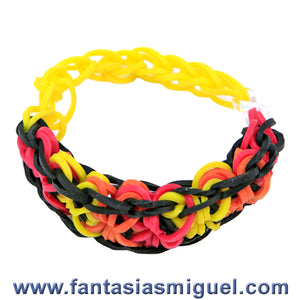 Pulsera Con Ligas Doble Estrella Rojo-Amarillo-Naranja