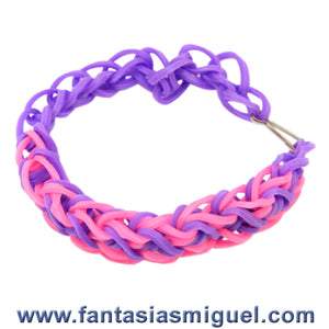 Pulsera Con Ligas, Morado Rosa, Instructivo No.7