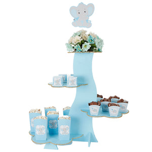 Base Flor Con Dulceros Elefante Baby Azul