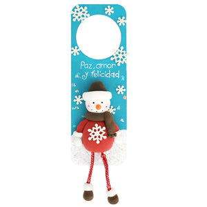 Adorno Para Puerta Con Muñeco Y Copos De Nieve