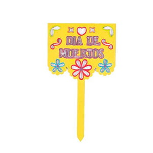Pick Banderin Dia De Muertos Amarillo