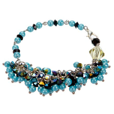 Fantasías Miguel Clave:ZT115 Pulsera Azul Con Perlas Y Cristales