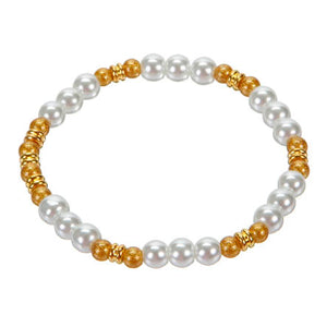 Pulsera Perlas Blanco Y Oro