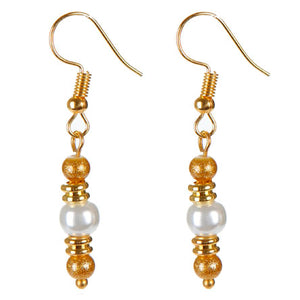 Aretes De Perlas Blanco Y Oro