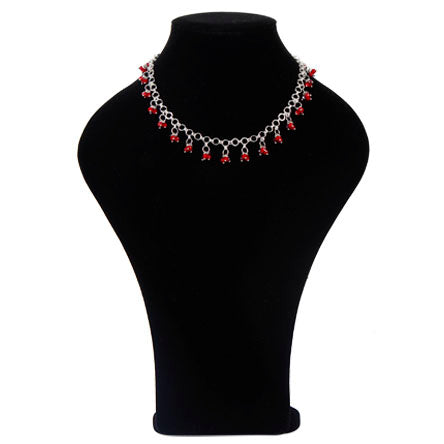 Gargantilla De Argollas Con Rondeles Rojos
