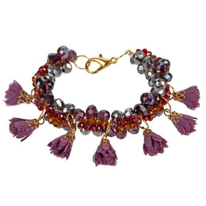 Pulsera De Rondeles Y Dijes De Rosas