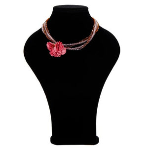 Gargantilla De Rondeles Con Rosas De Tela