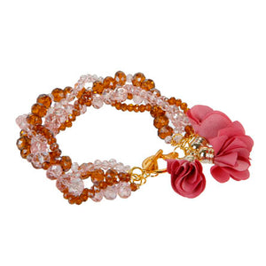 Pulsera De Rondeles Con Rosas De Tela