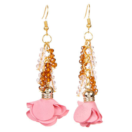 Aretes Con Rondeles Y Rosas De Tela
