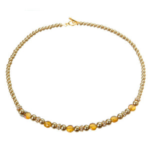 Collar Topacio-Oro Con Rondeles De Cristal