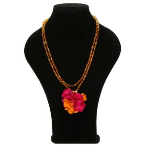 Collar Doble De Cristales Con Dijes Fiusha/Oro