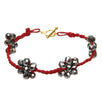 Fantasías Miguel Clave:ZT171 Pulsera Tejida De Cordón Rojo Con Flores De Rondeles