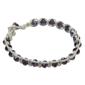 Pulsera Tejida De Cristales Morados