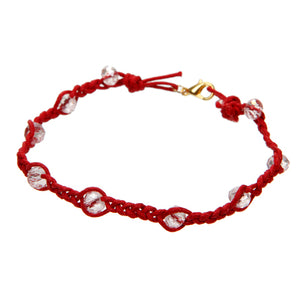 Pulsera Tejida De Cordón Con Cristales Rosas