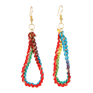 Aretes De Colores Con Cadena