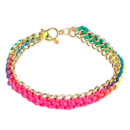 Pulsera Con Cadena Y Cordón Cola De Rata De Colores