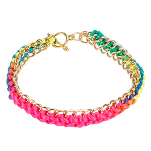 Pulsera Con Cadena Y Cordón Cola De Rata De Colores