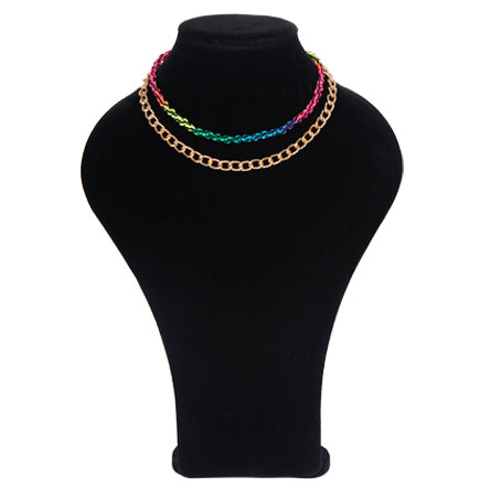 Collar Con Cadena Y Tejido Multicolor