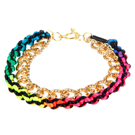 Pulsera De Cadena Con Tejido Multicolor