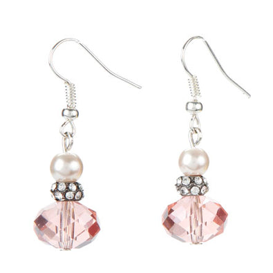 Fantasías Miguel Clave:ZT18 Aretes De Perlas Y Rondeles Rosa