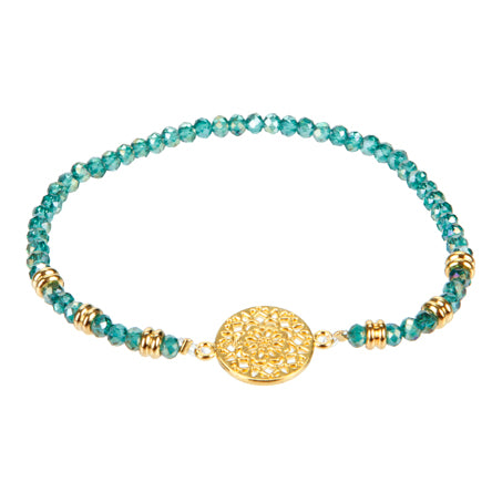 Pulsera Con Dije Mandala Jade/Oro