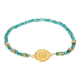 Pulsera Con Dije Mandala Jade/Oro
