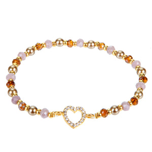 Pulsera Con Dije De Corazón Y Cristales