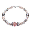 Fantasías Miguel Clave:ZT19 Pulsera De Perlas Rosa Con Rondeles De Piedra