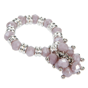 Anillo Con Rondeles Lavanda Y Aros Plata