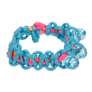 Anillo Azul Con Cordón Y Rondeles