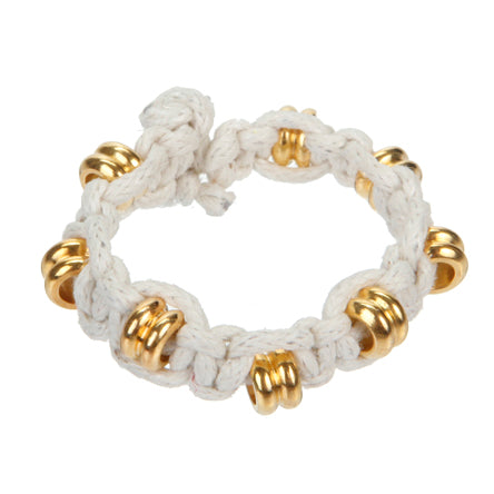 Anillo Con Cordón Marfil Y Cuenta Oro