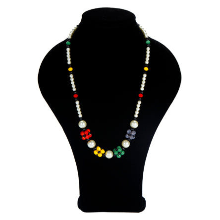 Collar Negro/Marfil Con Rondeles Opacos