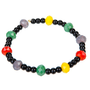 Pulsera De Perlas Negras Con Rondeles De Colores