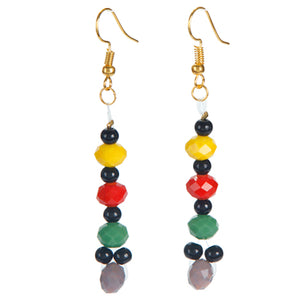 Aretes Largos De Perla Negra Y Rondel De Colores