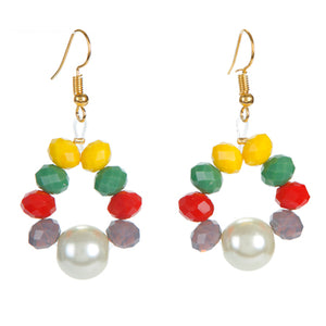 Aretes De Perla Con Rondel Opaco De Colores