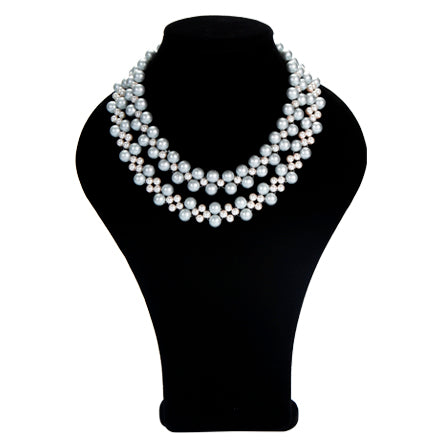 Collar Doble De Perlas Rosa Y Perla Destellos