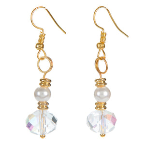 Aretes De Perla Y Rondel Cristal