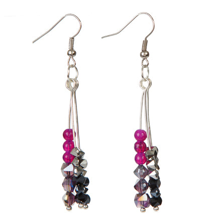 Aretes De Cuentas Brillantes Y Cristales Moño