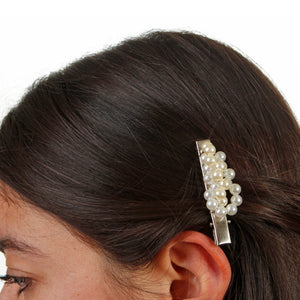 Broche Para Cabello Con Perlas Marfil/Blanco