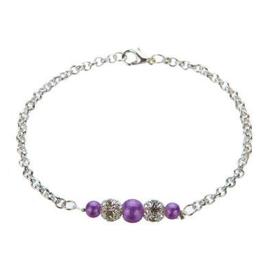 Fantasías Miguel Clave:ZT26 Pulsera De Cadena Con Perla Destello Lavanda