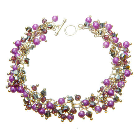 Pulsera De Engances Con Cristales Y Perlas Destello